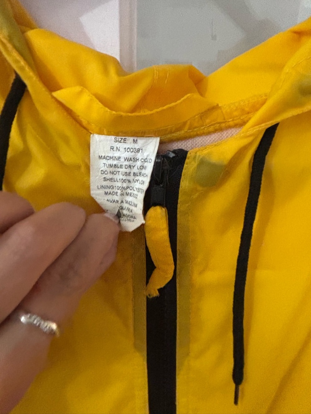 Yellow Hooded Rain Jacket for Men - Lightweight Waterproof Windbreaker - Picture 3 of 4
